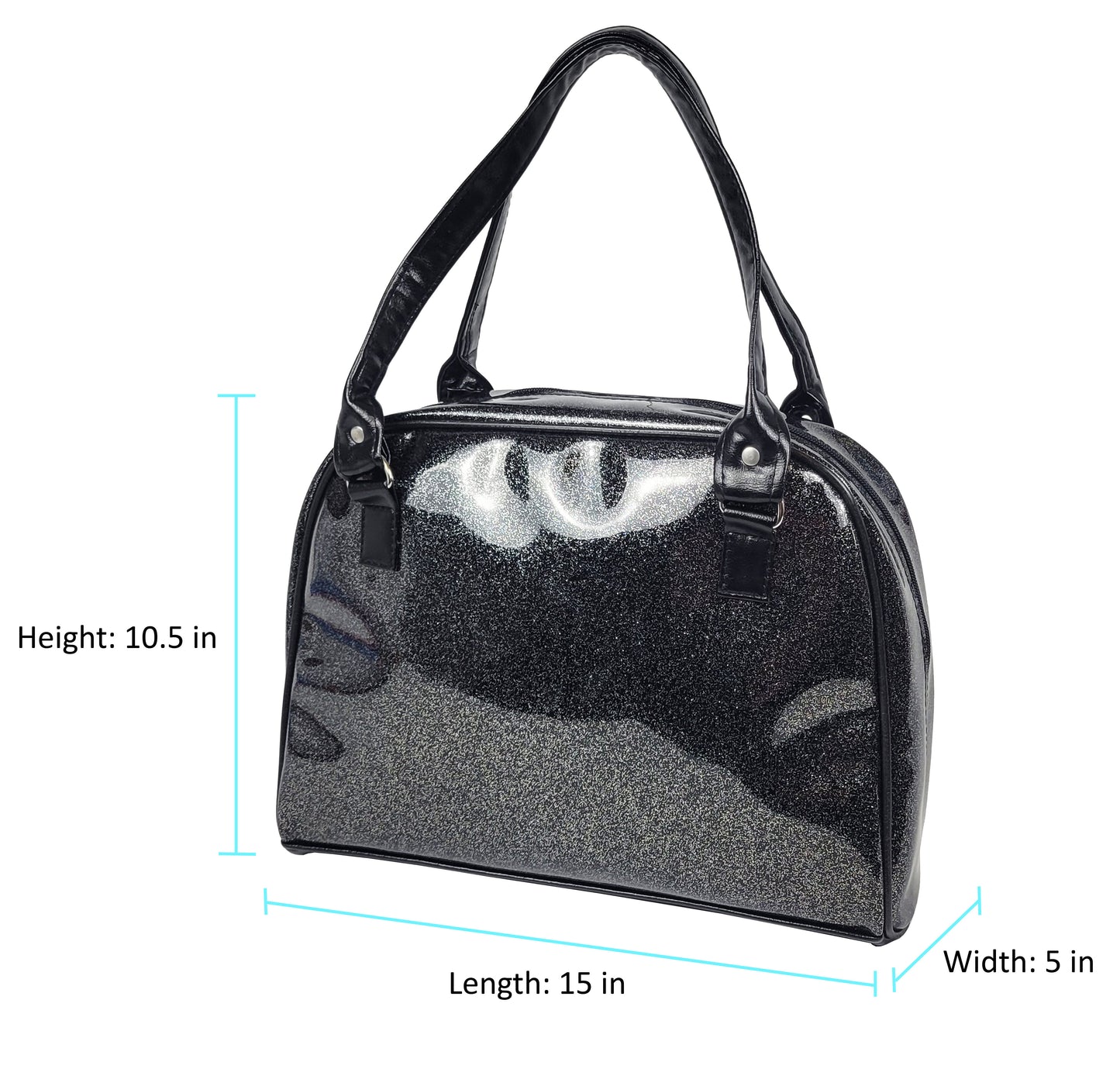 Faux Patent Leather Bowler Bag (Black)