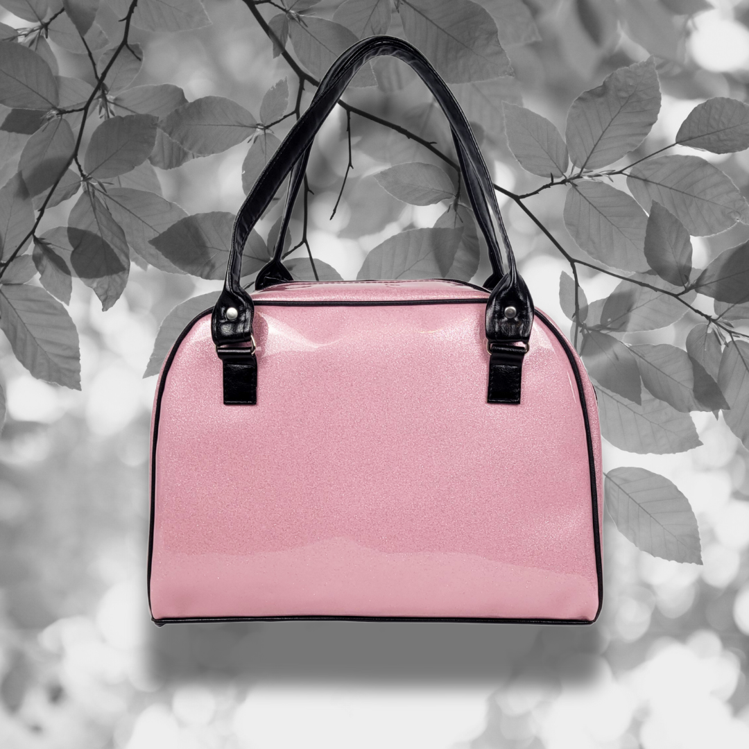 Faux Patent Leather Bowler Bag (Pink)