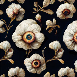 Dark Bowler Bag (White Eyeball Flowers)