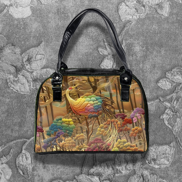 Flora & Fauna Bowler Bag (Golden Crane)