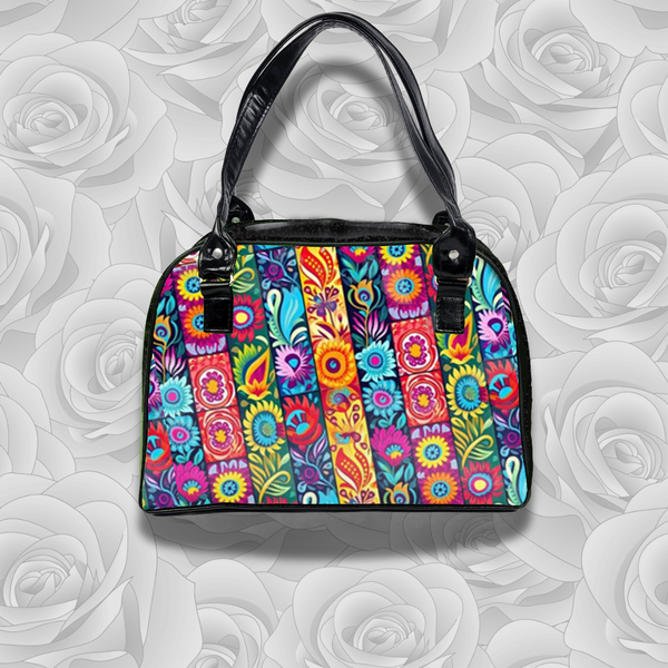 Fiesta Bowler Bag (Floral Stripes)