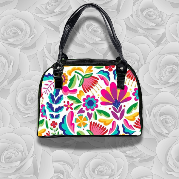 Fiesta Bowler Bag (White Florals)