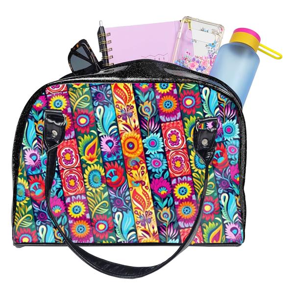 Fiesta Bowler Bag (Floral Stripes)
