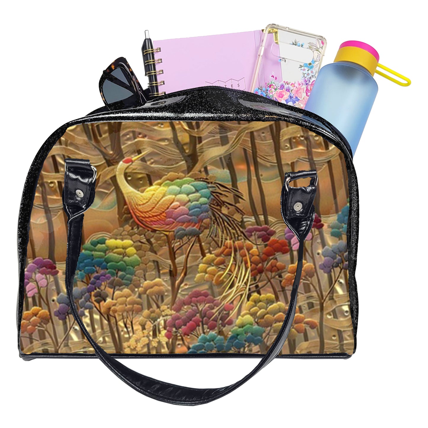 Flora & Fauna Bowler Bag (Golden Crane)