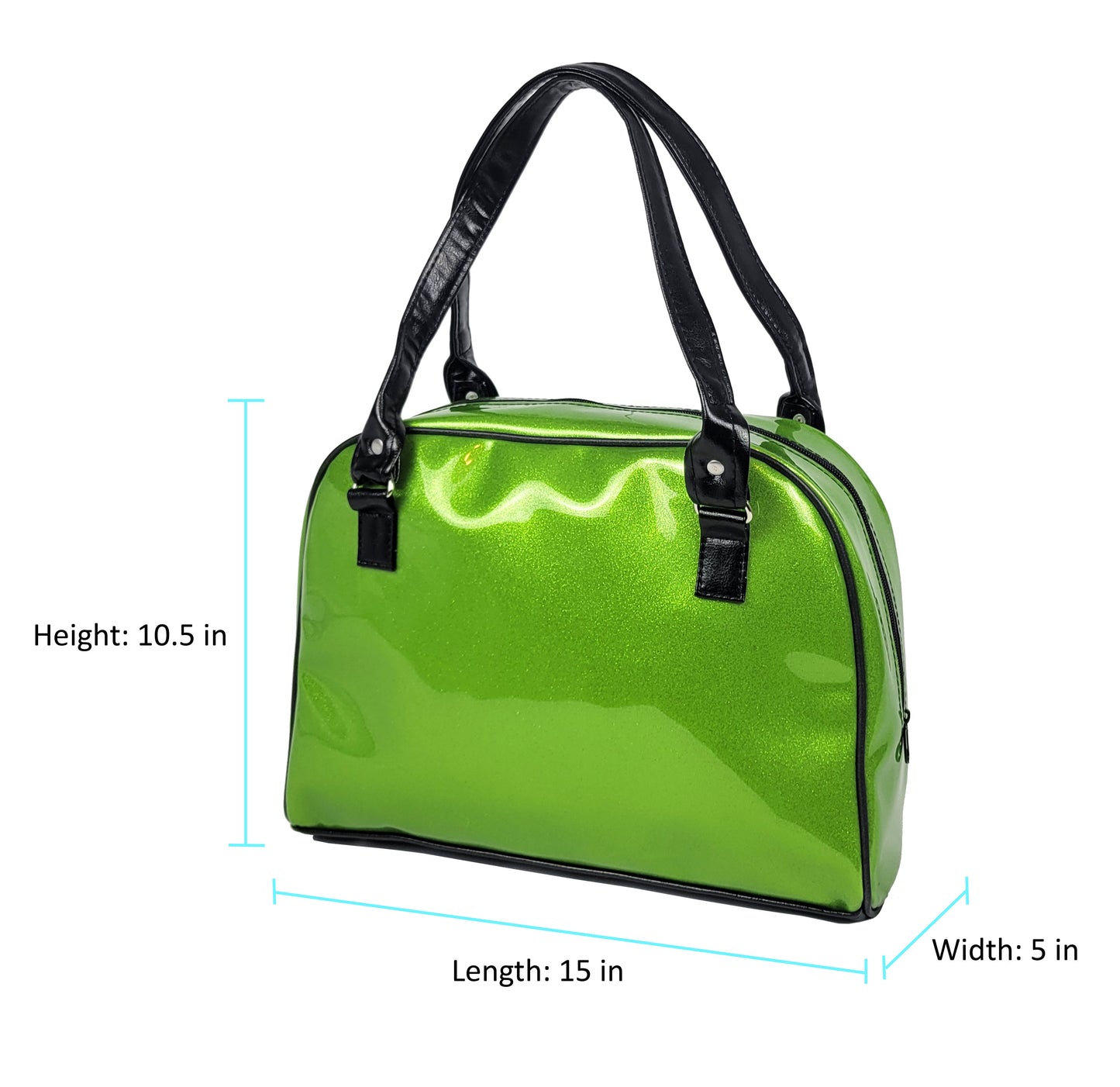 Faux Patent Leather Bowler Bag (Green)