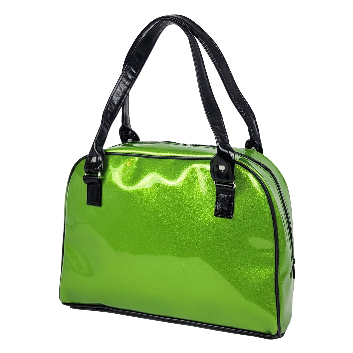 Faux Patent Leather Bowler Bag (Green)
