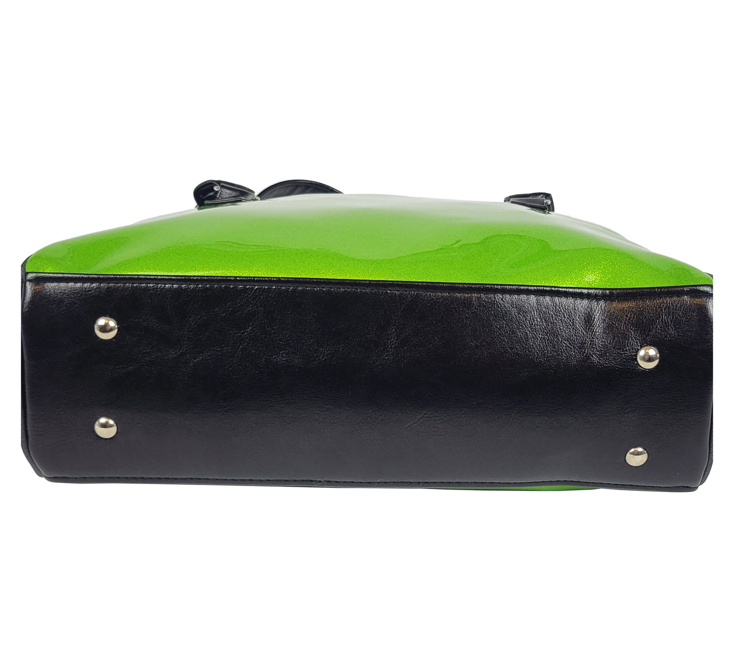 Faux Patent Leather Bowler Bag (Green)