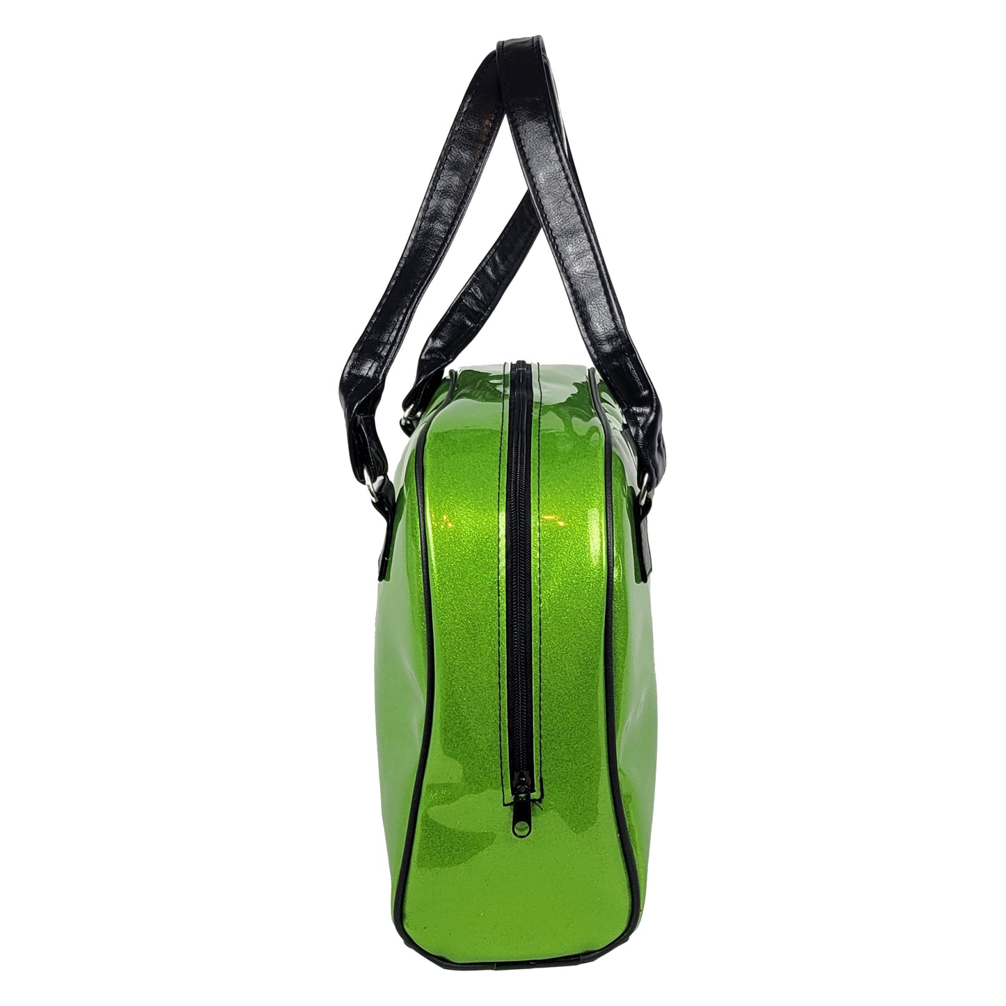 Faux Patent Leather Bowler Bag (Green)