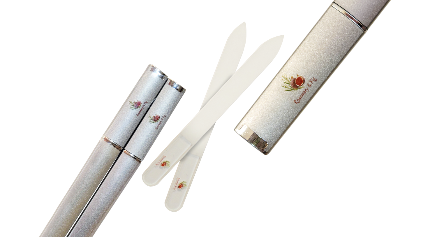 Rosemary & Fig 2-Pack Glass Fingernail File With Travel Case
