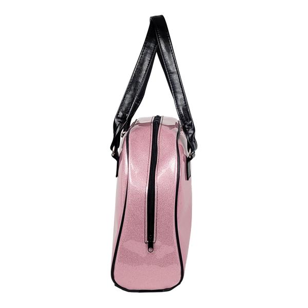Faux Patent Leather Bowler Bag (Pink)
