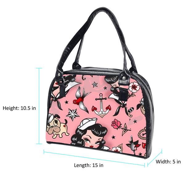 Retro Bowler Bag (Pink Sailor Girl)