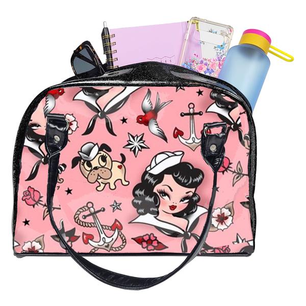 Retro Bowler Bag (Pink Sailor Girl)