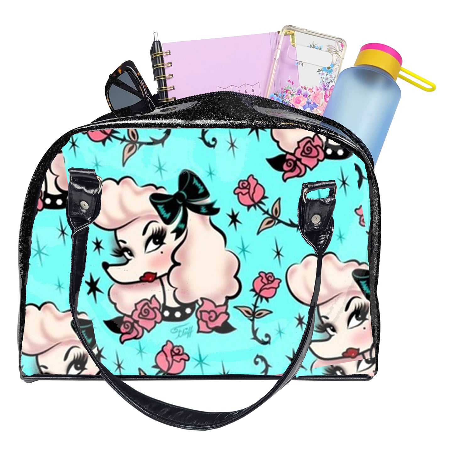 Retro Bowler Bag (Poodles)