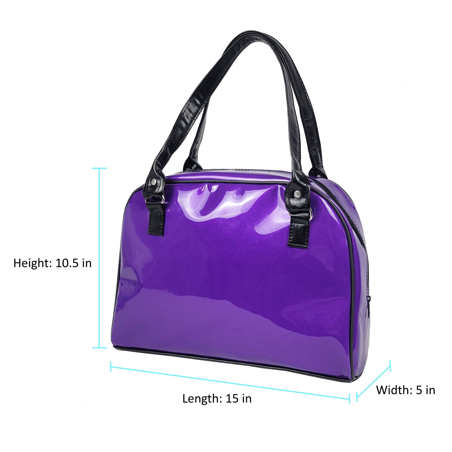 Faux Patent Leather Bowler Bag (Purple)