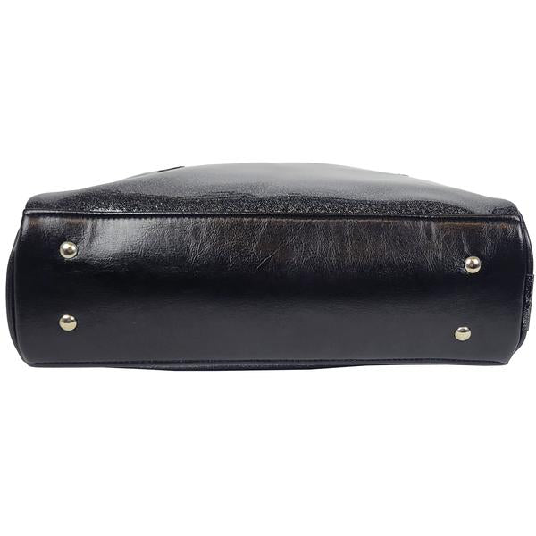 Faux Patent Leather Bowler Bag (Purple)