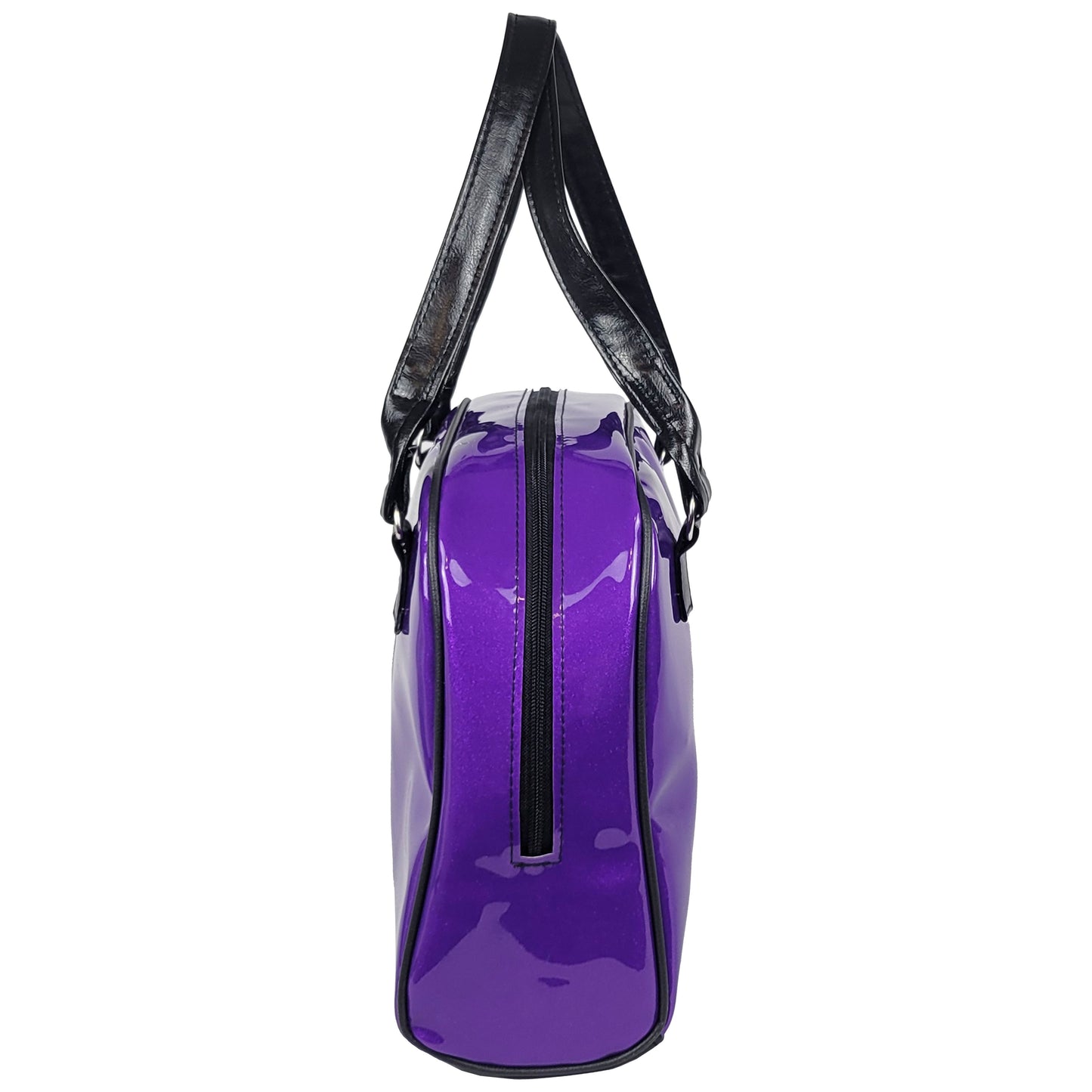 Faux Patent Leather Bowler Bag (Purple)
