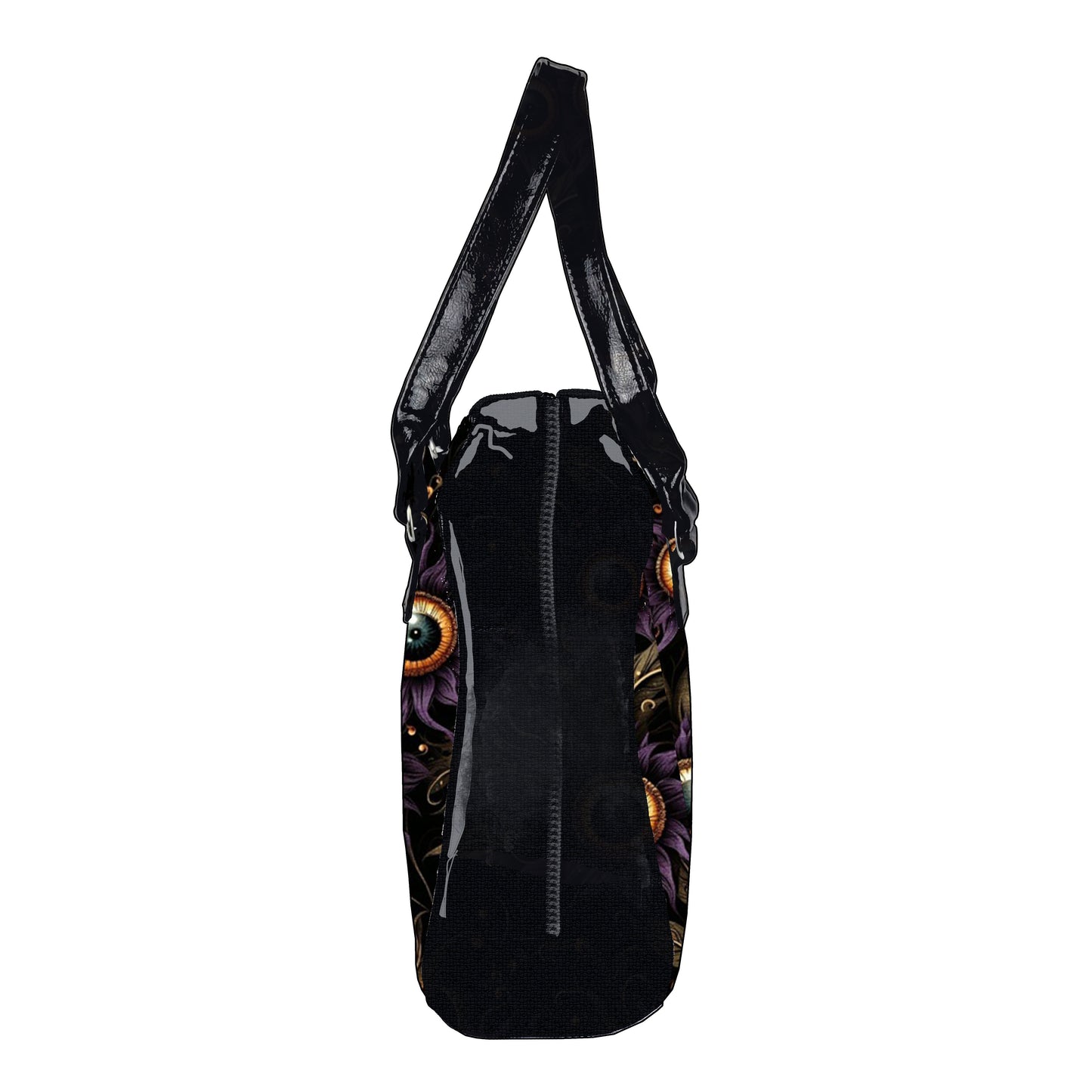 Dark Bowler Bag (Purple Eyeball Flowers)