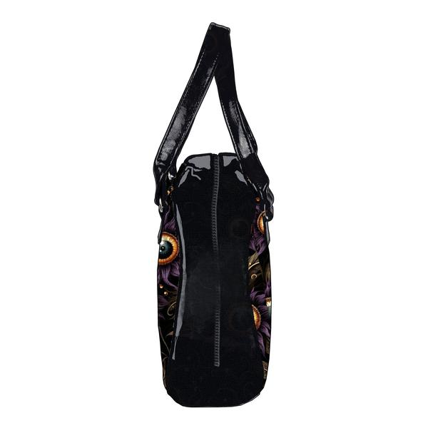 Dark Bowler Bag (Purple Eyeball Flowers)