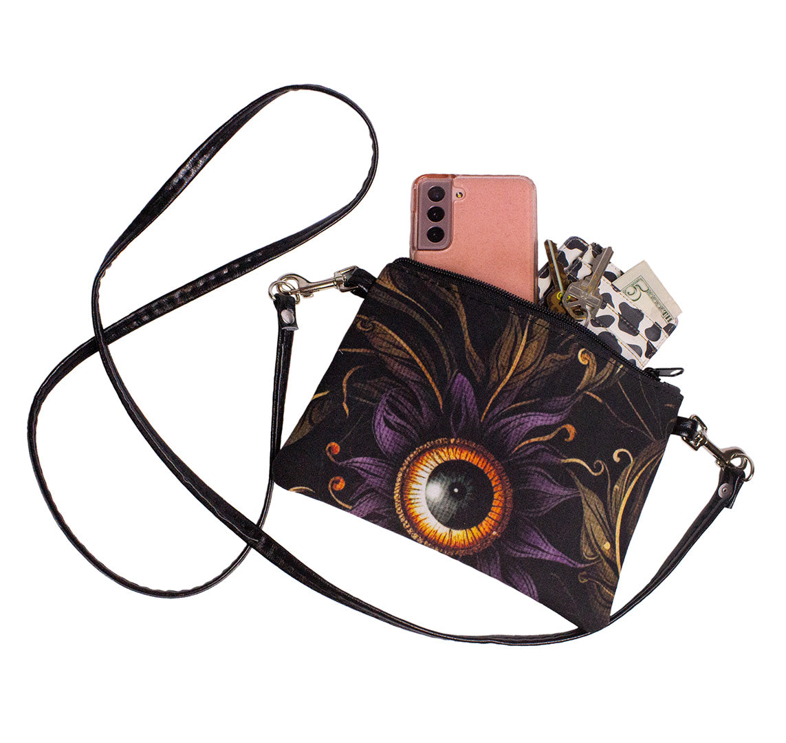 Crossbody Swing Bag (Purple Eyeball Flowers)