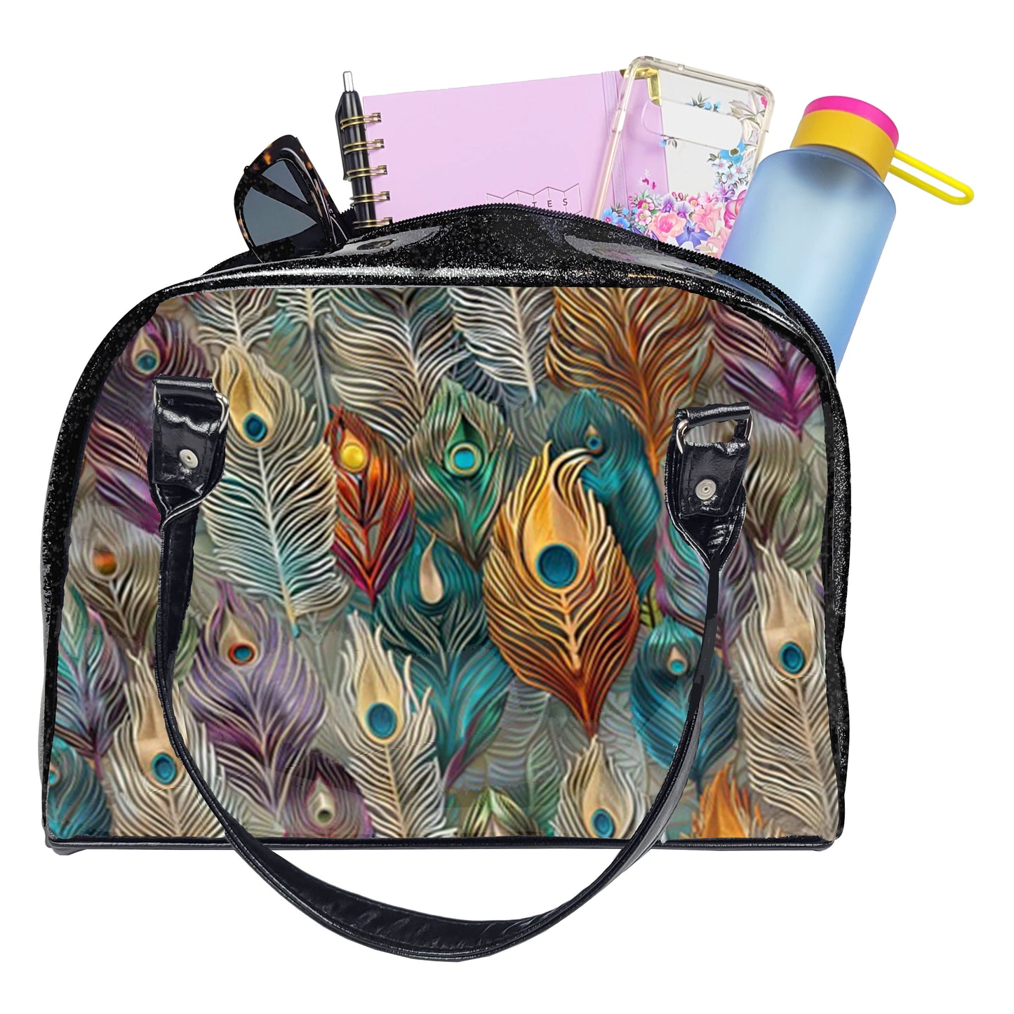 Flora & Fauna Bowler Bag (Rainbow Feathers)