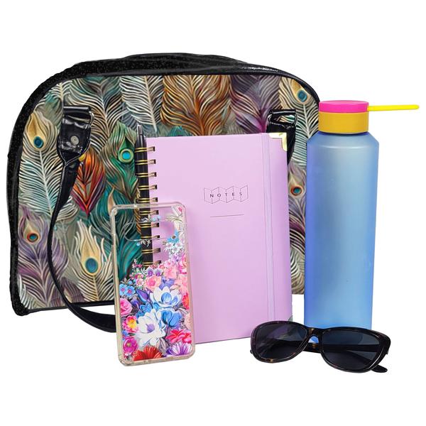 Flora & Fauna Bowler Bag (Rainbow Feathers)