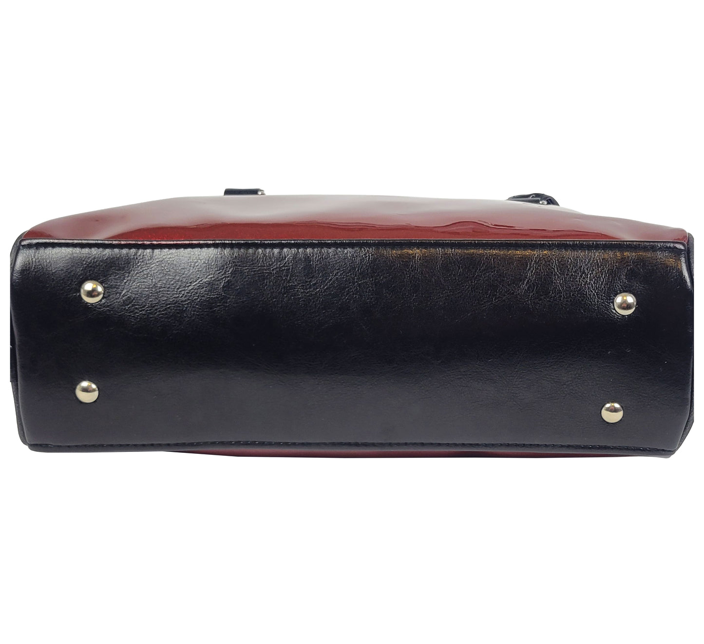 Faux Patent Leather Bowler Bag (Burgundy/Red)