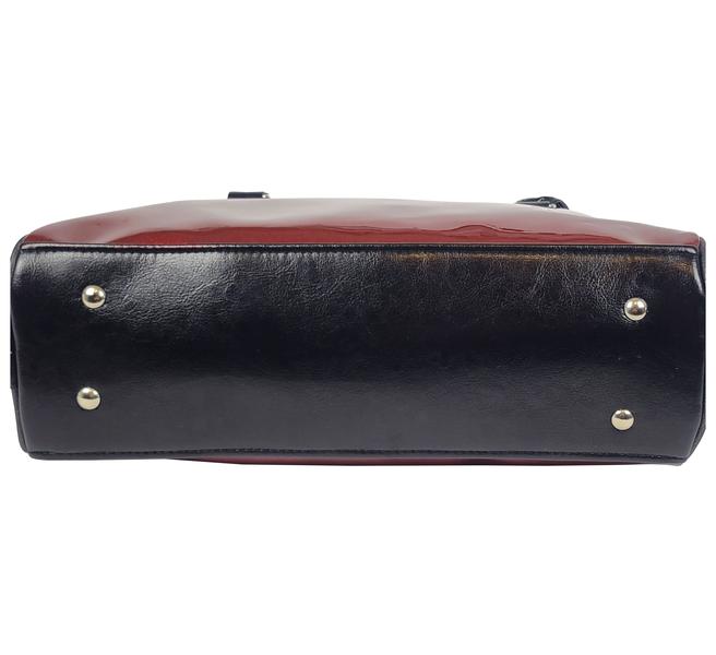 Faux Patent Leather Bowler Bag (Burgundy/Red)