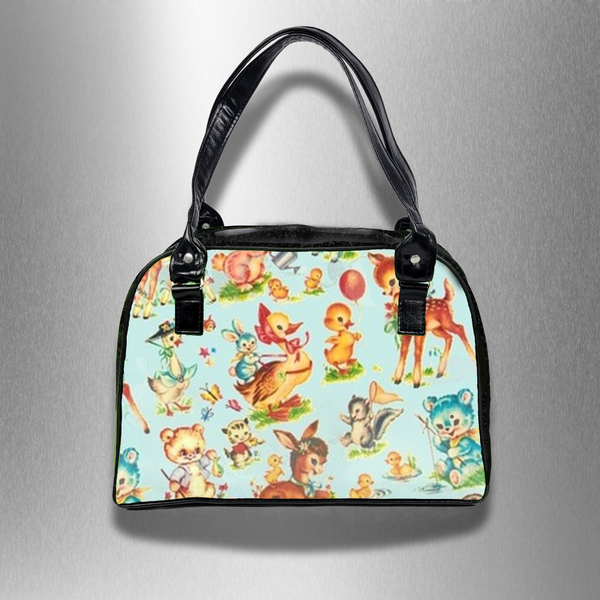 Retro Bowler Bag (Baby Animals)