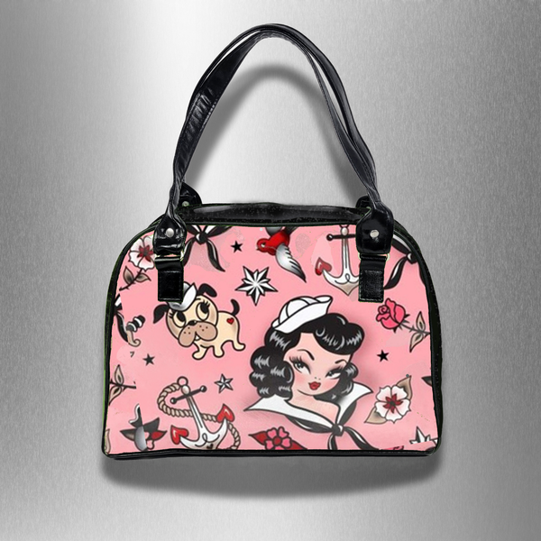 Retro Bowler Bag (Pink Sailor Girl)