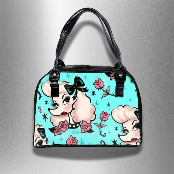 Retro Bowler Bag (Poodles)