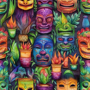 Tropical Bowler Bag (Tiki Masks)