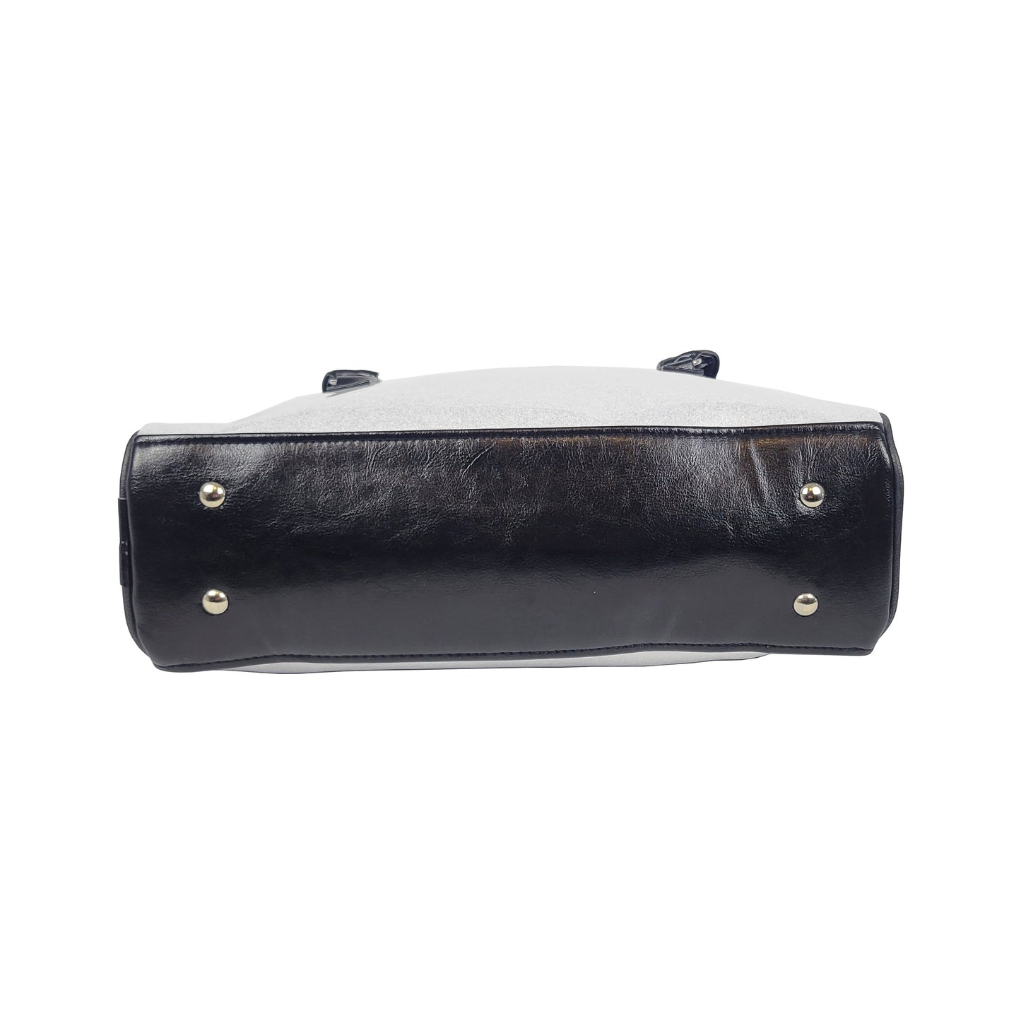 Faux Patent Leather Bowler Bag (Silver-Diamond)