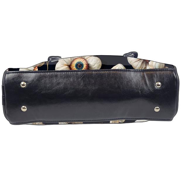 Dark Bowler Bag (White Eyeball Flowers)