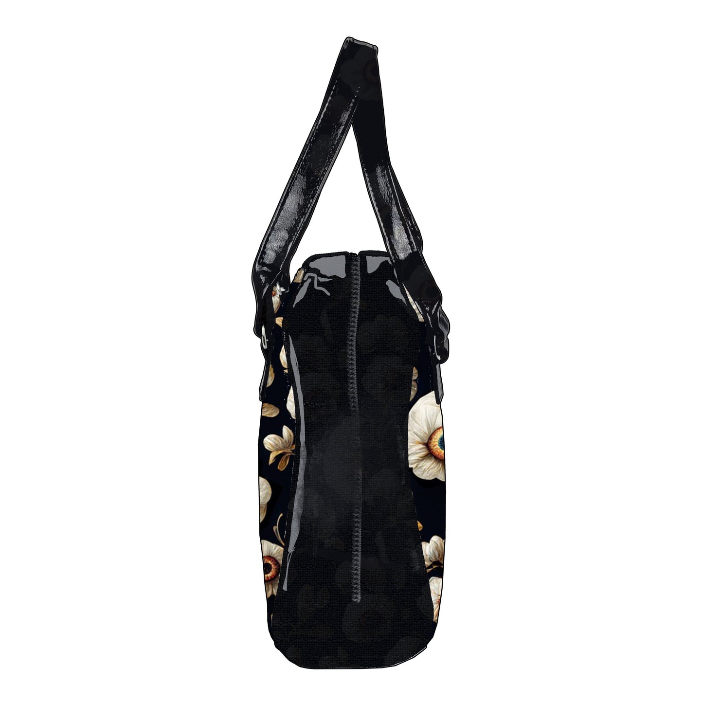Dark Bowler Bag (White Eyeball Flowers)