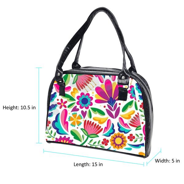 Fiesta Bowler Bag (White Florals)