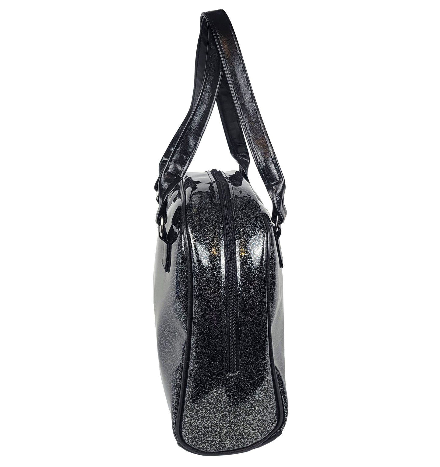 Faux Patent Leather Bowler Bag (Black)