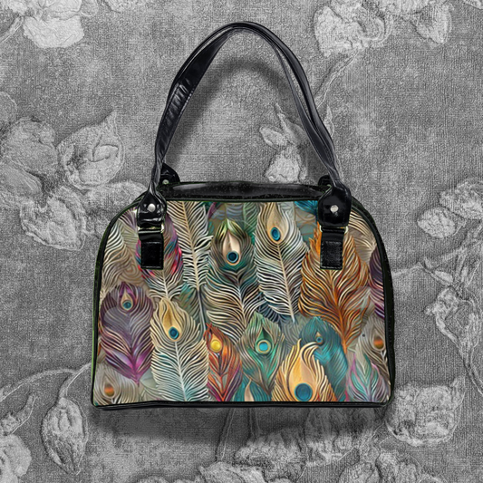 Flora & Fauna Bowler Bag (Rainbow Feathers)