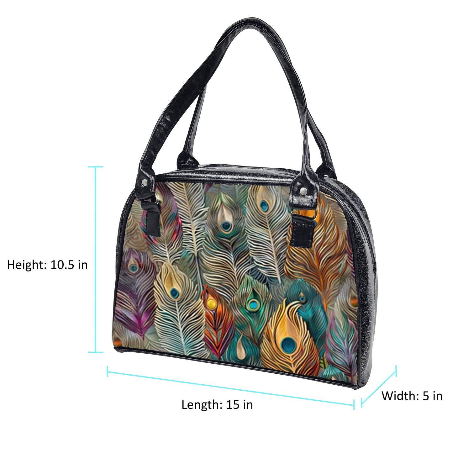 Flora & Fauna Bowler Bag (Rainbow Feathers)