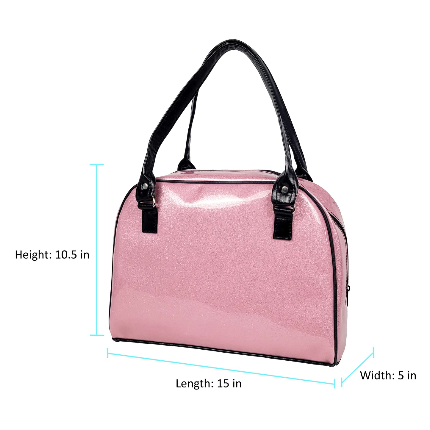Faux Patent Leather Bowler Bag (Pink)