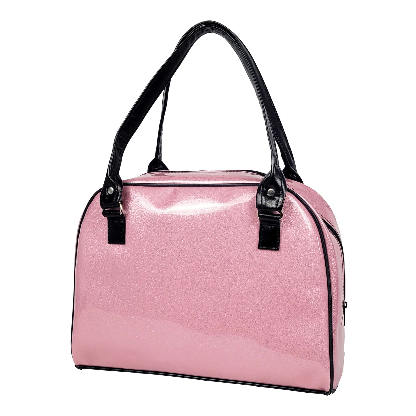 Faux Patent Leather Bowler Bag (Pink)