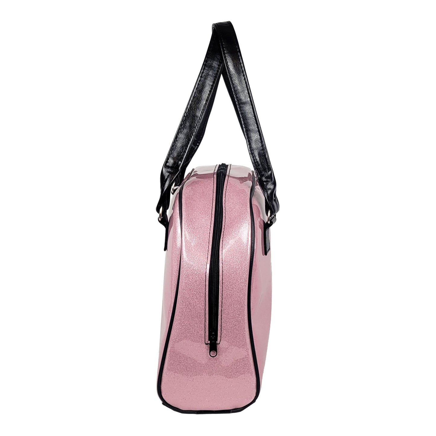 Faux Patent Leather Bowler Bag (Pink)