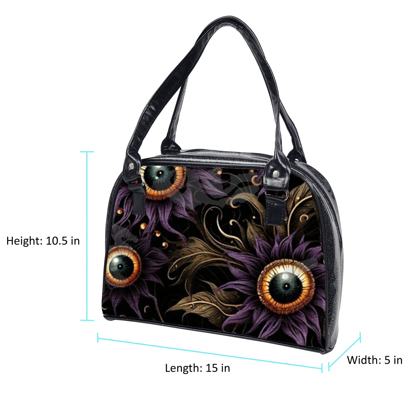 Dark Bowler Bag (Purple Eyeball Flowers)