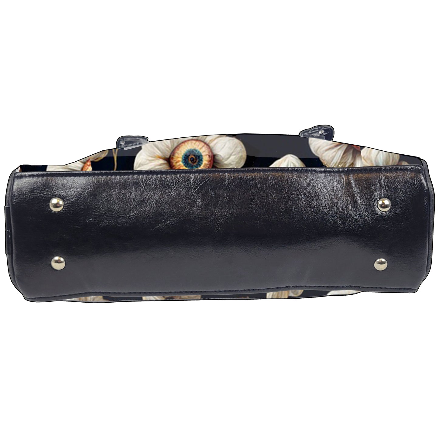 Dark Bowler Bag (White Eyeball Flowers)